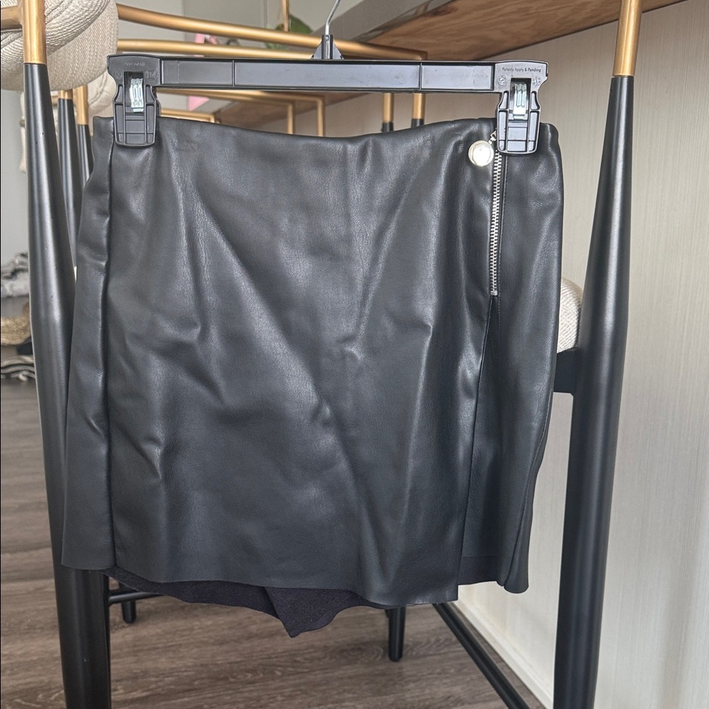 Zara Black Faux Leather Mini Skirt